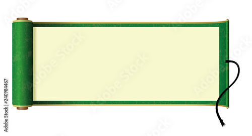 Japanese scroll paper illustration (green)