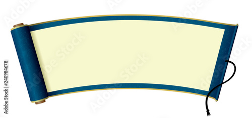 Japanese scroll paper illustration (blue)