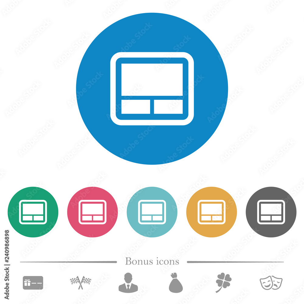 Laptop touchpad flat round icons