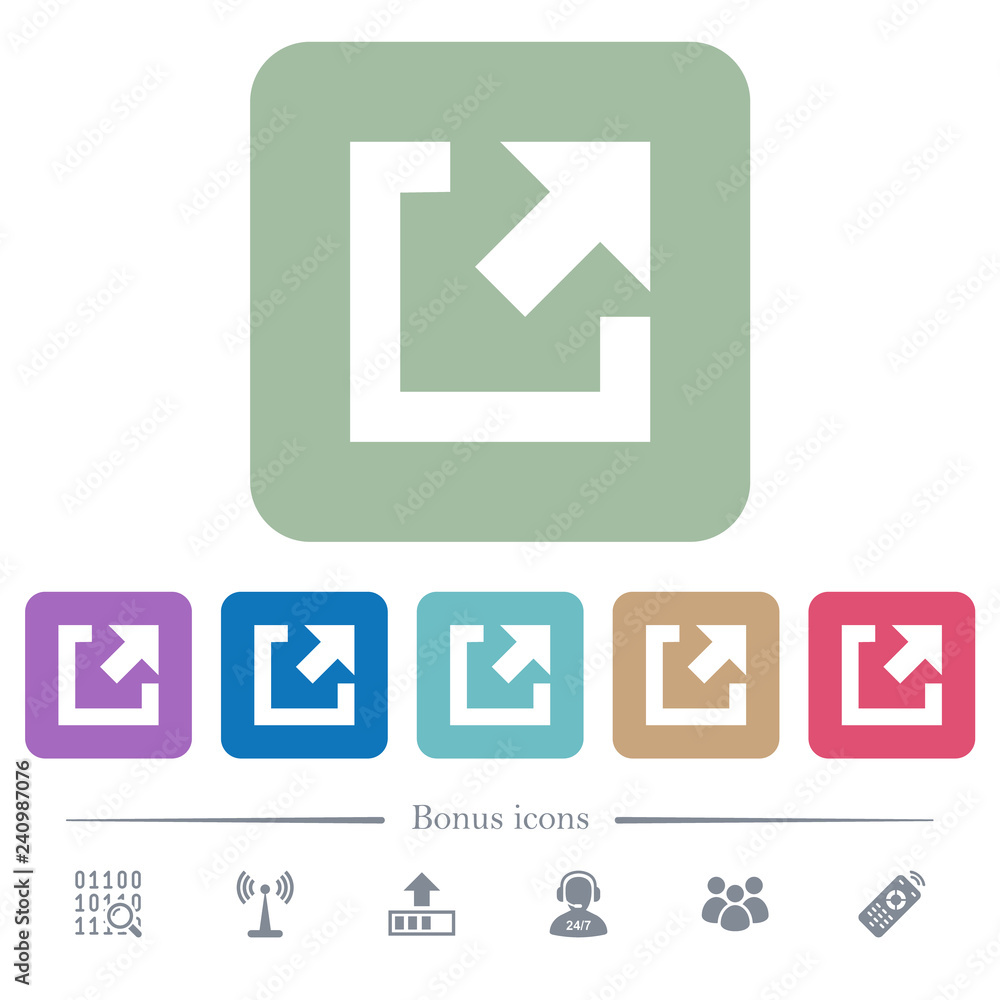 External link flat icons on color rounded square backgrounds External link flat icons on color rounded square backgrounds