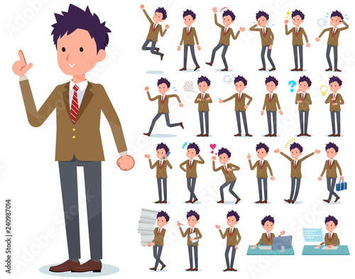 flat type school boy Brown Blazer_emotion