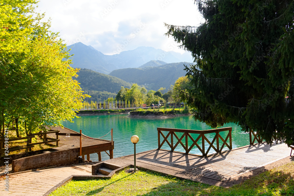 Barcis, Pordenone, Italy a beautiful mountain village on Lake Barcis. Barcis, Pordenone, Italy a beautiful mountain village on Lake Barcis.