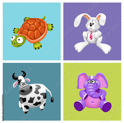 vector set of сute friendly toys of different animals