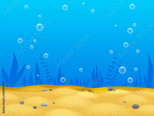 vector underwater world background with bubbles