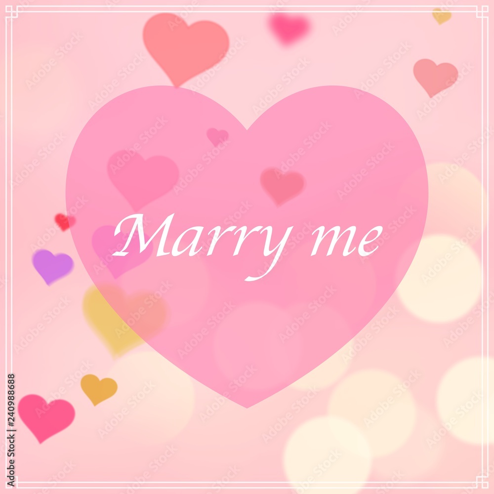 valentines day background with Marry Me written in the heart