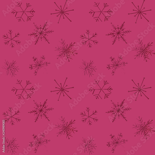 hand drawn seamless pattern of glittering snowflakes