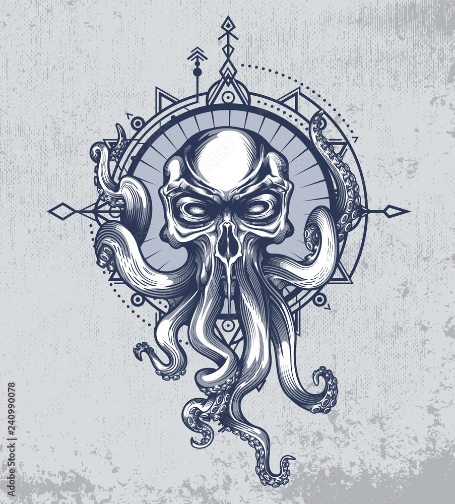 Octopus kraken squid animal skull tattoo graphic art phone case cover  eBay