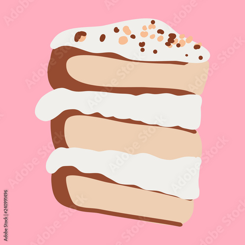 Vector of a cake with sponge cake and cream