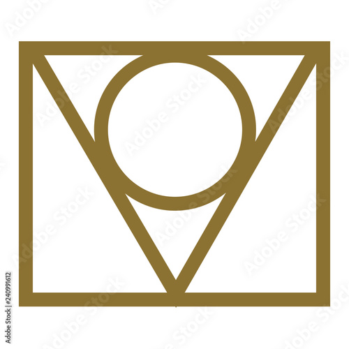 Finance Logo Minimalism. Square symbolizes the banking sector, the triangle represents the volatility of financial and cryptocurrency markets, and the circle represents a monetary unit.