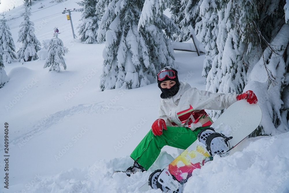 woman snowboard snow sports winter. woman snowboard snow sports winter.