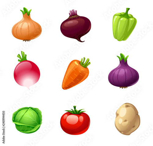 vector set of cute isolated 3D artwork vegetables