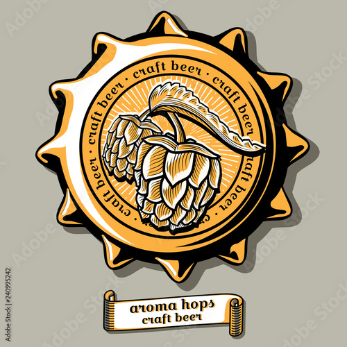 Craft beer brewery emblem on bottle cap