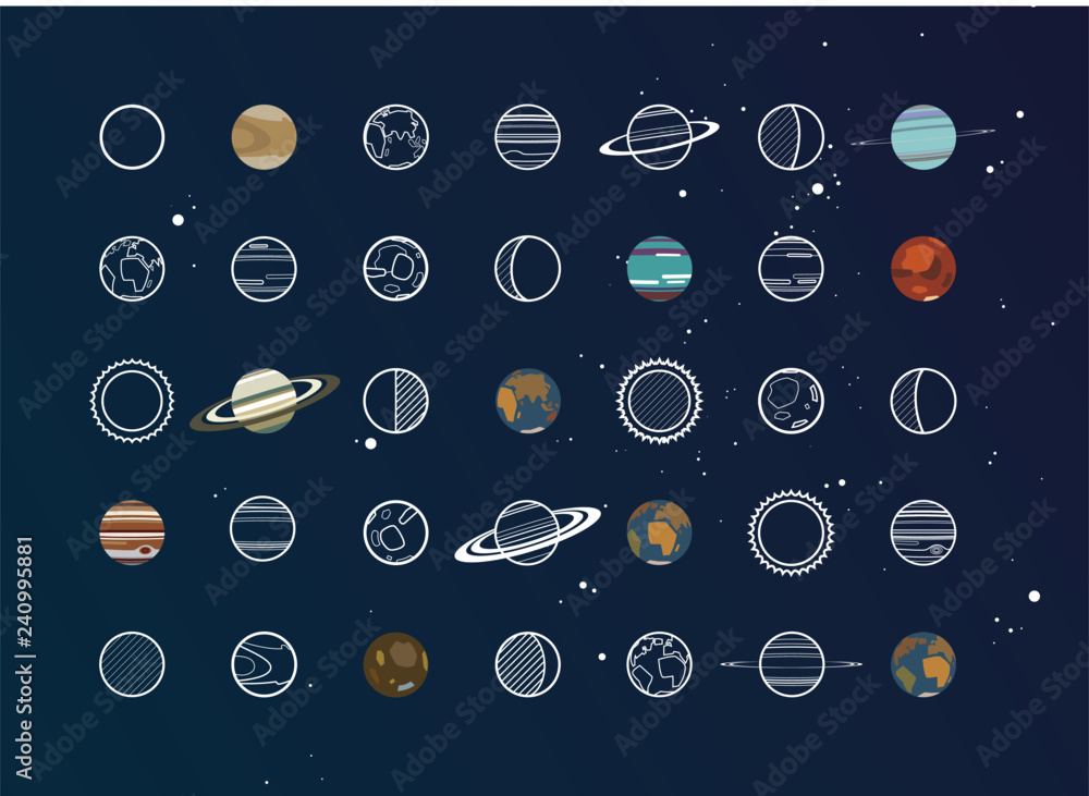 Fototapeta premium Astronomy Big Icon Set