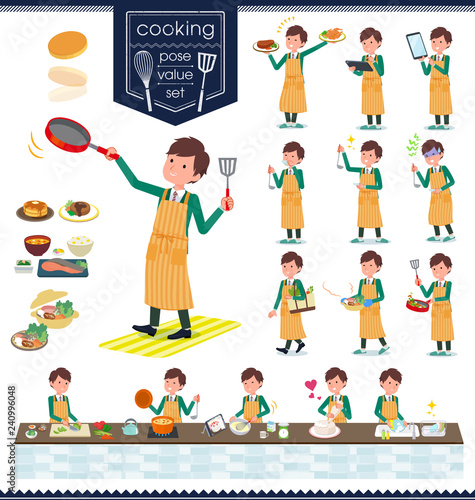 flat type school boy Green Blazer_cooking