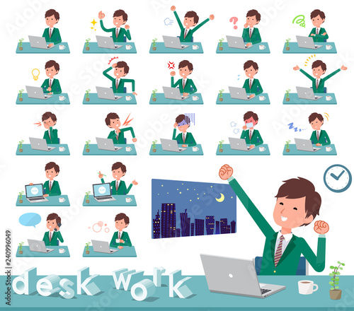 flat type school boy Green Blazer_desk work