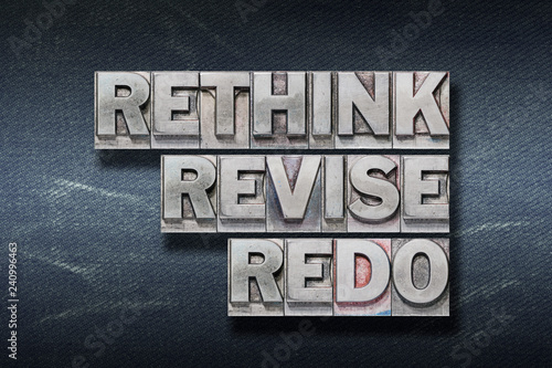 Quadro em tela rethink, revise, redo den