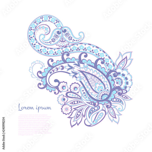 Paisley isolated pattern. Vintage illustration in batik style