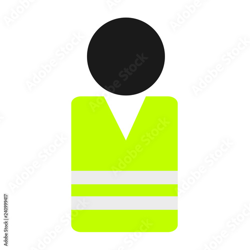 Person with yellow vest - high visibility clothing for security and safety of wearer. Symbol of protest, riot, uprising and unrest in France. vector illustration