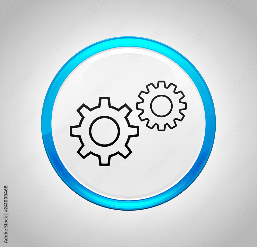 Settings process icon round blue push button Settings process icon round blue push button