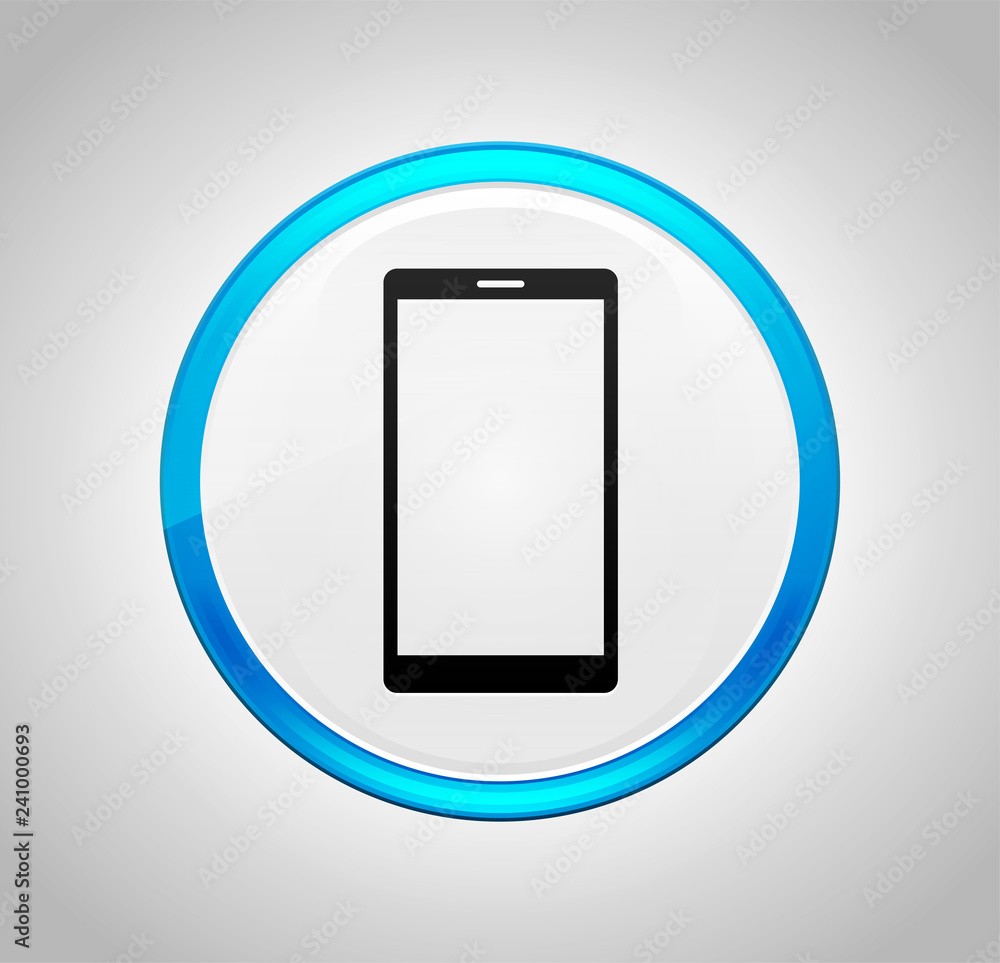 Smartphone icon round blue push button Smartphone icon round blue push button