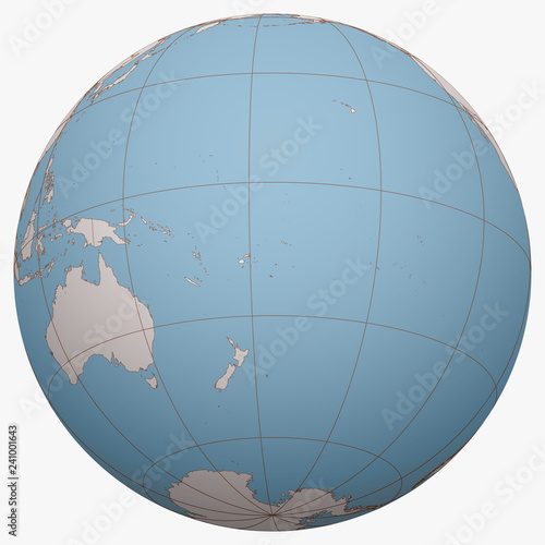 Tonga on the globe. Earth hemisphere centered at the location of the Kingdom of Tonga. Tonga map.