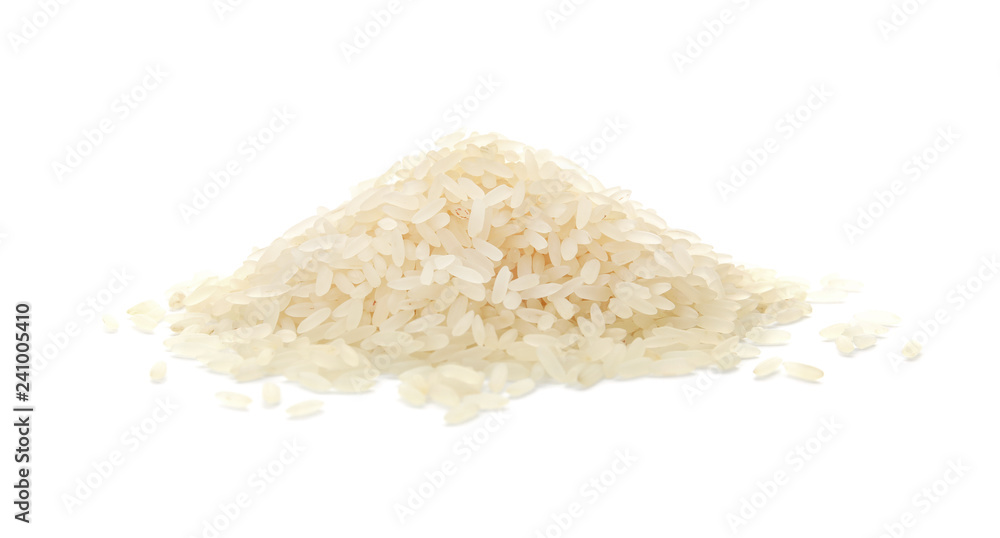 Pile of uncooked rice on white background Pile of uncooked rice on white background