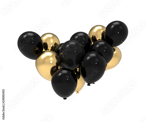 Black And Gold Bunch Balloon 3d Illustration