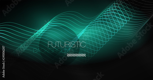 Neon lines wave background. Abstract composition
