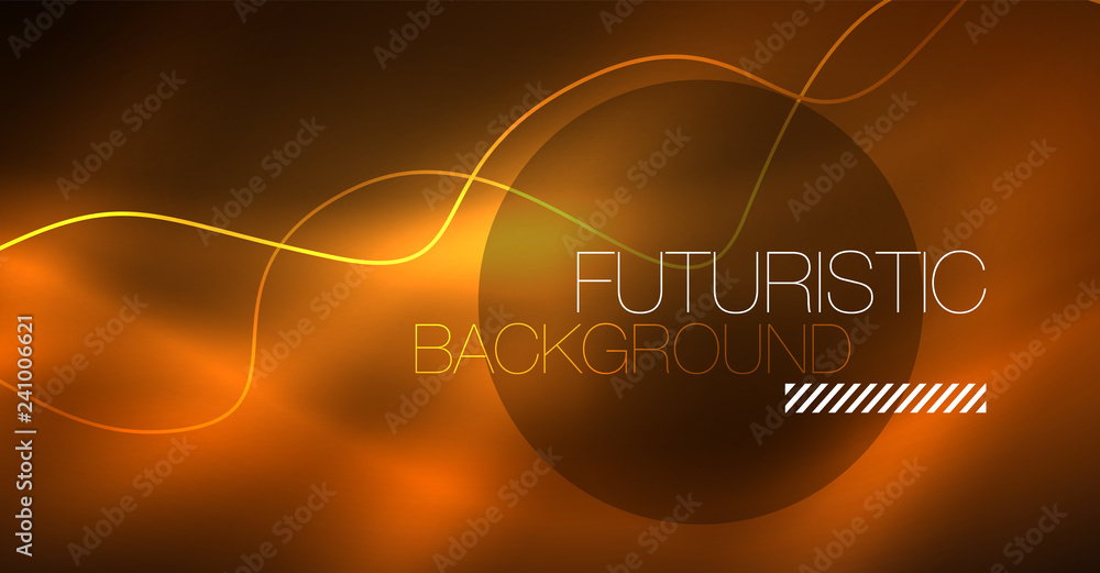 Abstract shiny glowinng color wave design element on dark background - science or technology concept Abstract shiny glowinng color wave design element on dark background - science or technology concept