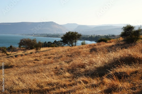 Fotografia The Sea of Galilee and Church Of The Beatitudes, Israel, Sermon of the Mount of