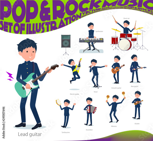 flat type school boy gakuran_pop music
