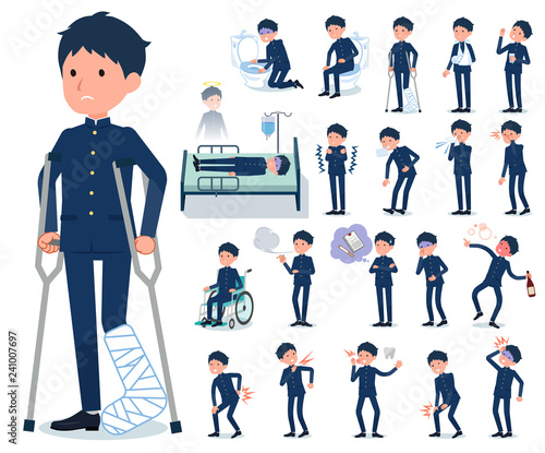 flat type school boy gakuran_sickness