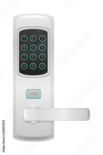 electronic lock with handle knob and electric drive vector illustration