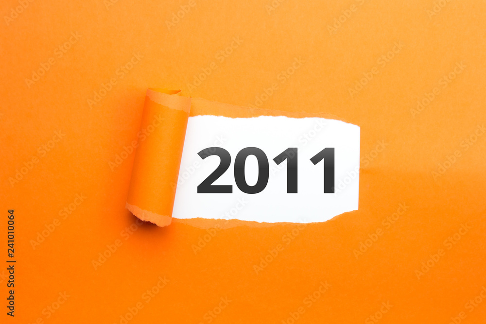 Naklejka premium surprising Number / Year 2011 orange background