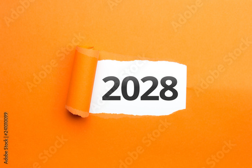 surprising Number / Year 2028 orange background