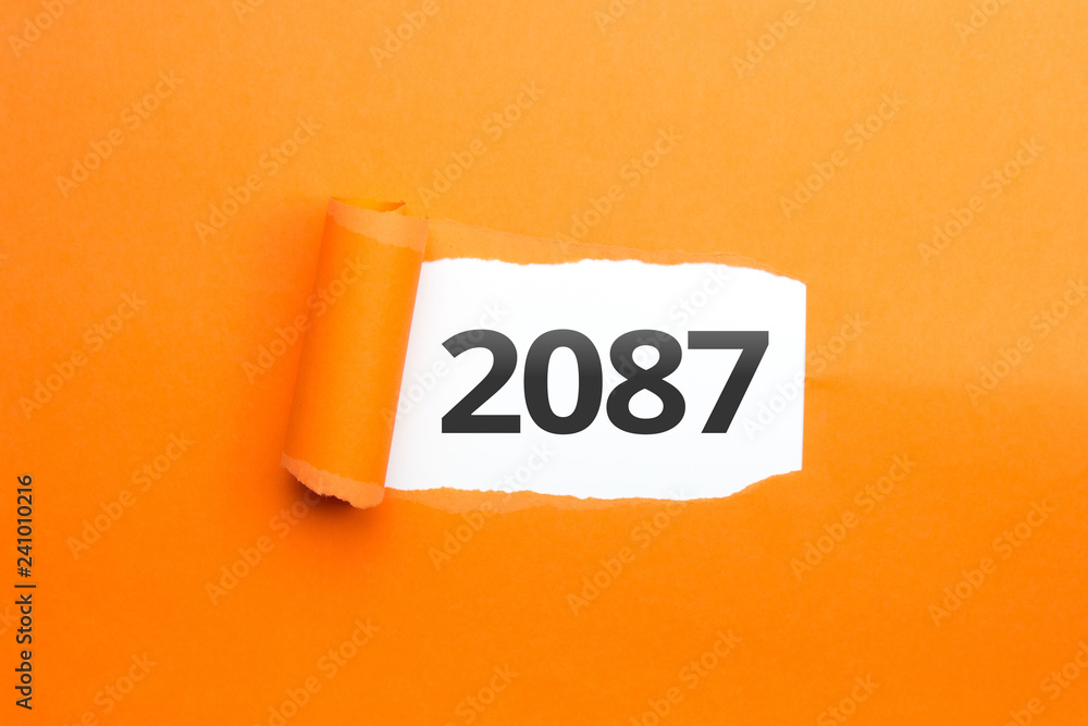 Naklejka premium surprising Number / Year 2087 orange background