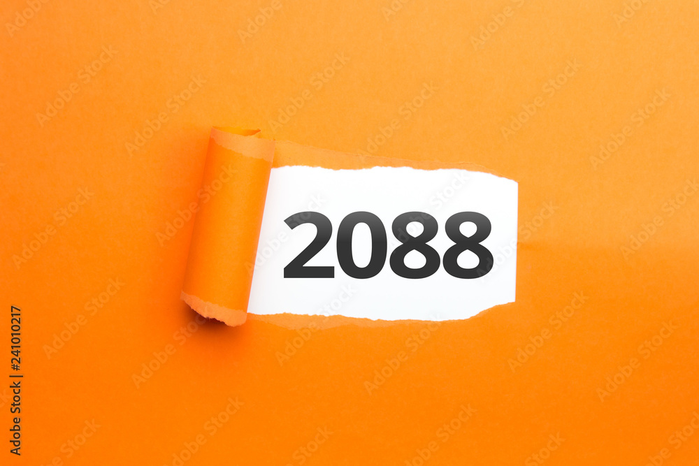 Naklejka premium surprising Number / Year 2088 orange background