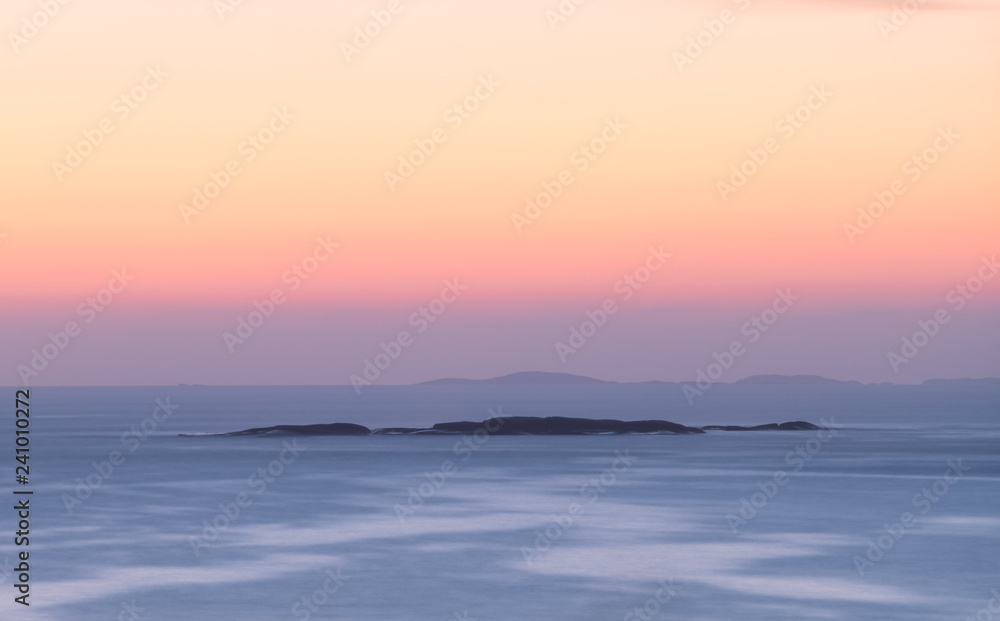 Golden north sky after sunset, Bohuslän, Sweden.