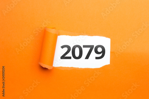 Cuadro en lienzo surprising Number / Year 2079 orange background