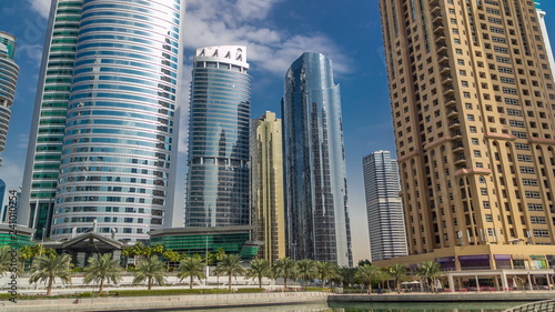 Residential buildings in Jumeirah Lake Towers timelapse in Dubai, UAE. © neiezhmakov