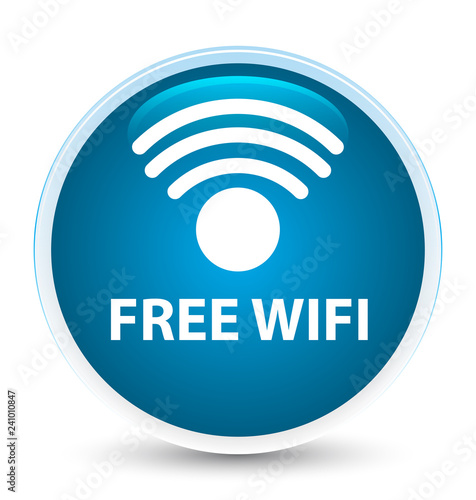 Free wifi special prime blue round button
