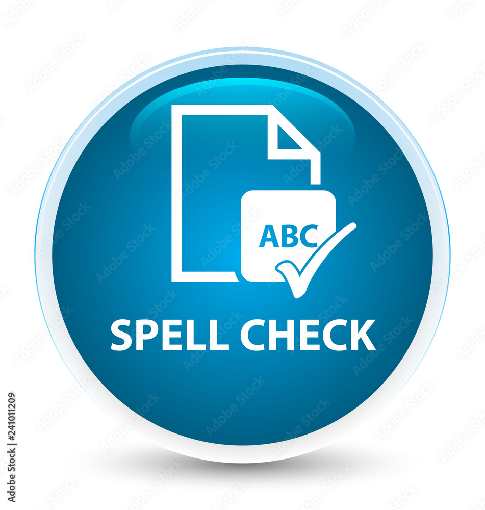 Spell check document special prime blue round button Spell check document special prime blue round button