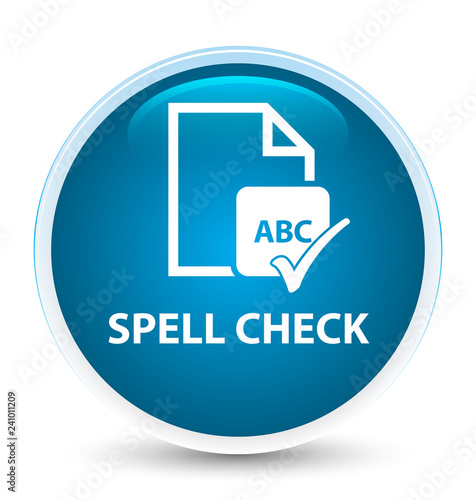 Spell check document special prime blue round button