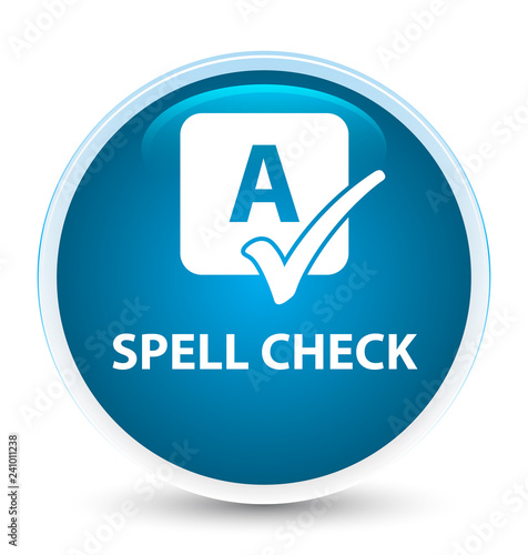 Spell check special prime blue round button