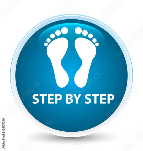 Step by step (footprint icon) special prime blue round button