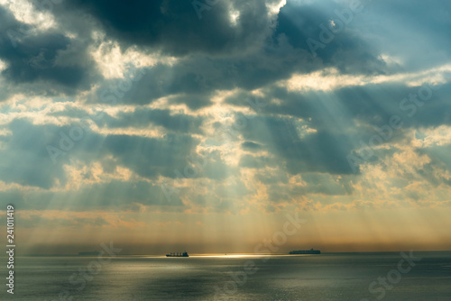 rain, sea ships and sun