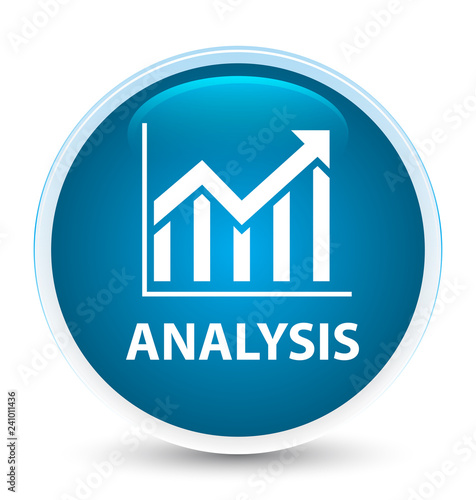 Analysis (statistics icon) special prime blue round button