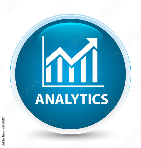 Analytics (statistics icon) special prime blue round button