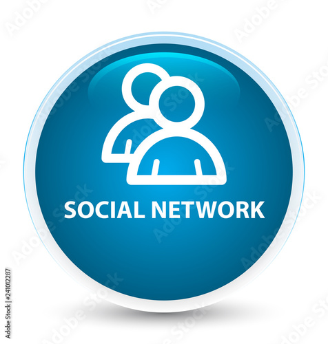 Social network (group icon) special prime blue round button