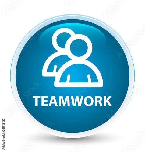 Teamwork (group icon) special prime blue round button